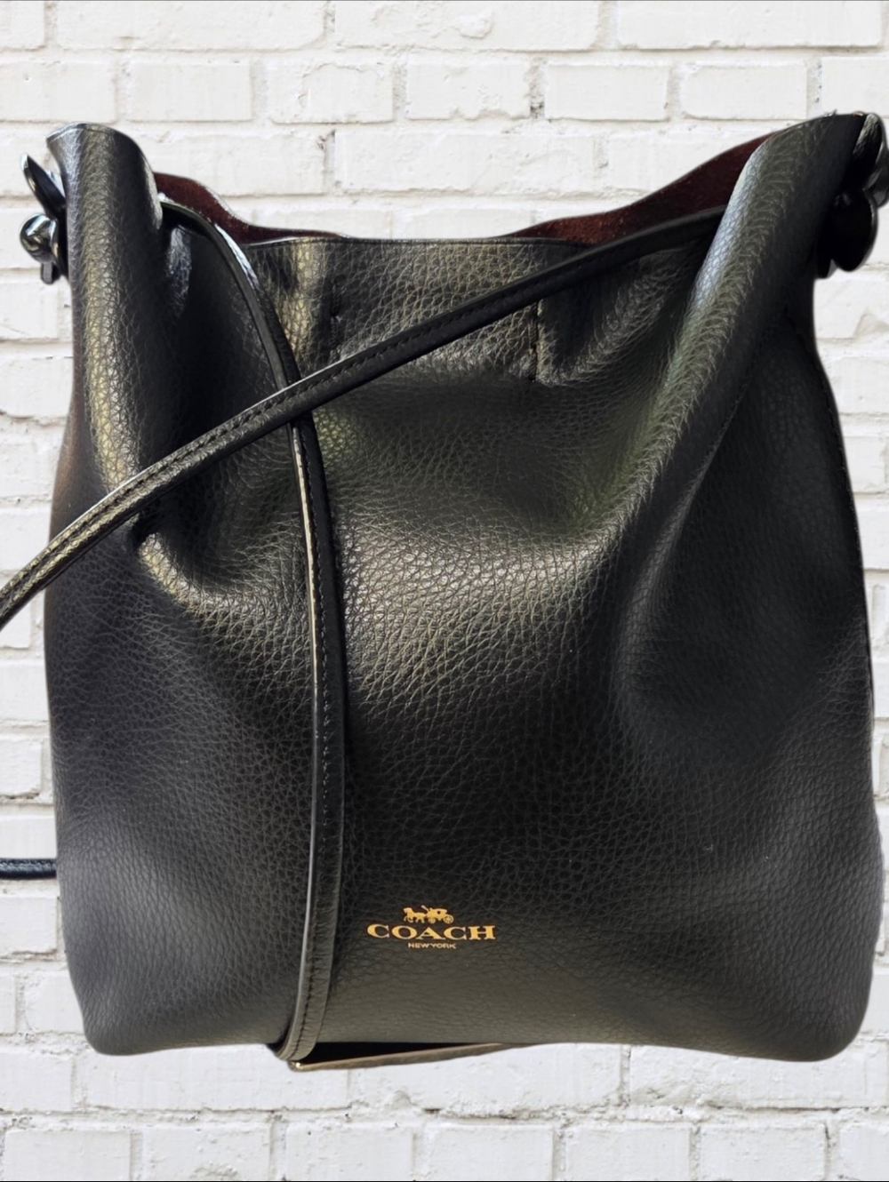 COACH DERBY CROSSBODY BAG PEBBLED- LIkE NEW- BLACK LEATHER- - Picture 6 of 8